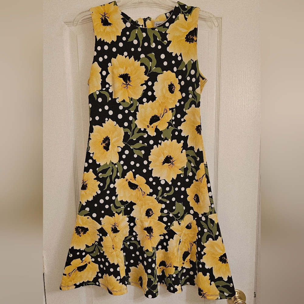 Shelby & Palmer Black and Yellow Floral Midi Dress